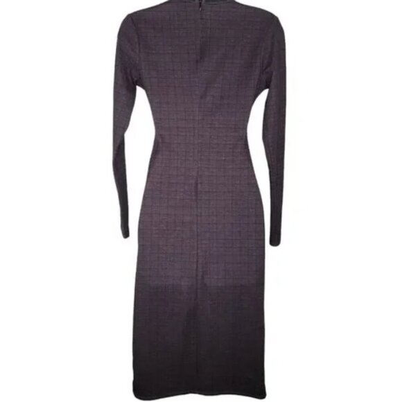 Zara Long Sleeve Midi Bodycon Dress - Gray Plaid - WB Collection - Picture 2 of 8